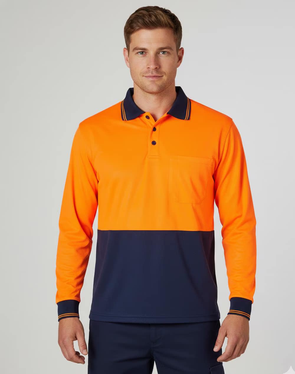 SW05CD Hi Vis Long Sleeve Cooldry Safety Polo
