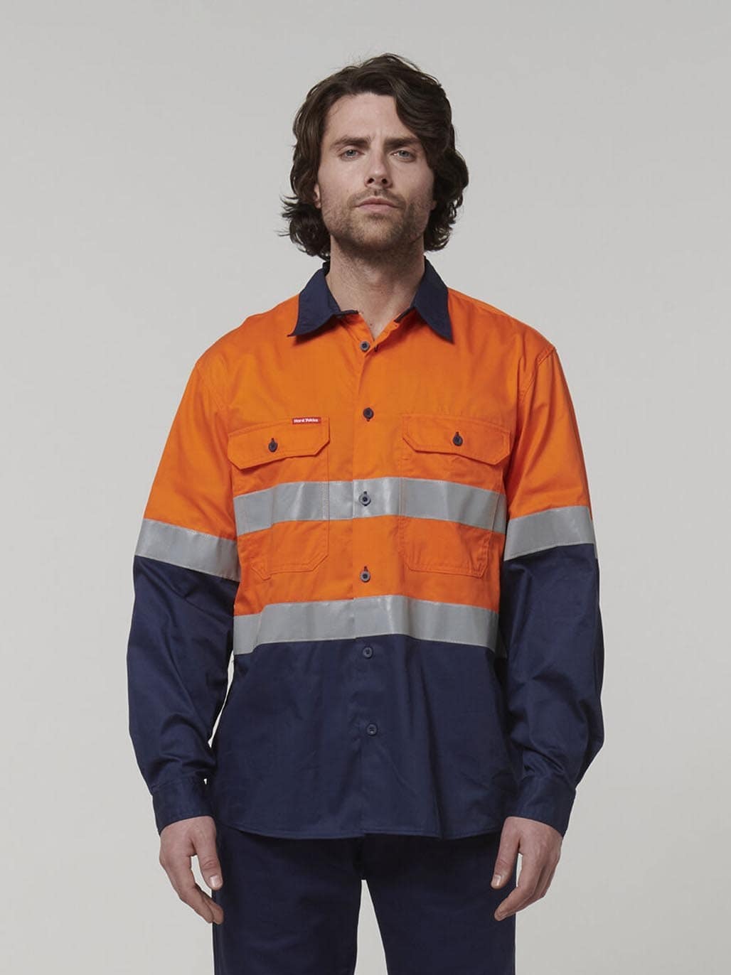 Y07940 Core Hi-Vis Long Sleeve 2 Tone Taped Vented Shirt - Image 2