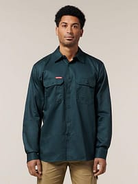 Y07500 Long Sleeve Open Front Cotton Drill Work Shirt