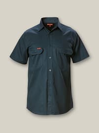 Y07510 Short Sleeve Open Front Cotton Drill Work Shirt