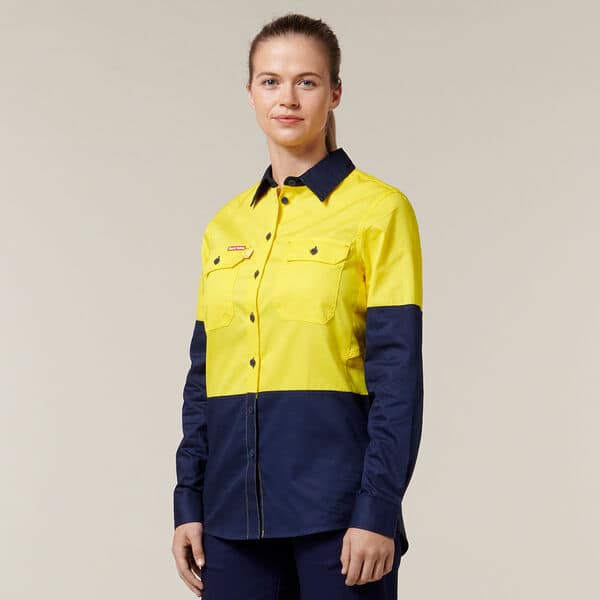 Y08225 Womens Core 2 Tone Hi-Vis Vented Long Sleeve Shirt - Image 4