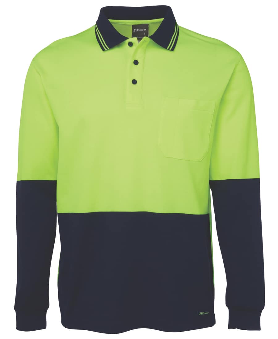 6HPL JB's Hi Vis LS Cotton Back Polo
