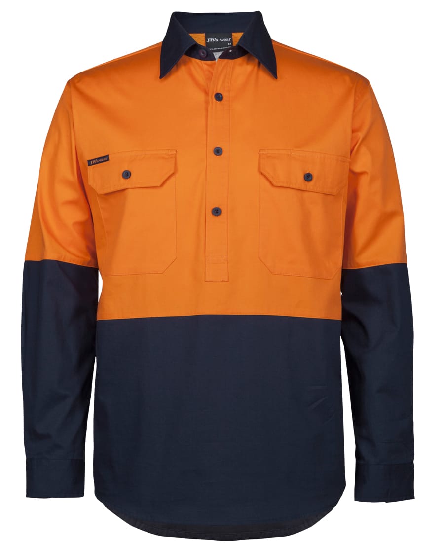 6HVCS JB's Hi Vis Close Front LS 150G Work Shirt - Image 2